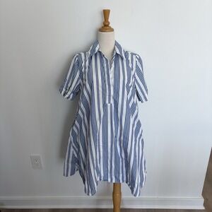Old Navy Womens Dress Size XS Swing Mini Blue White Stripes 100% Cotton Pockets